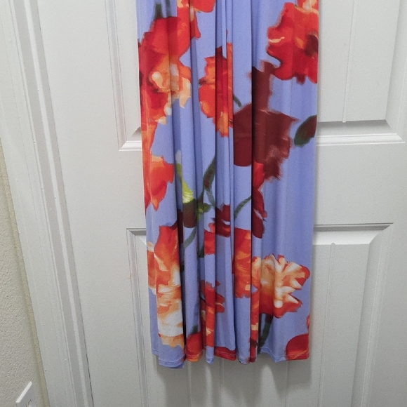 Calvin Klein Floral Print Midi Dress - Blue and Red - Picture 3 of 7